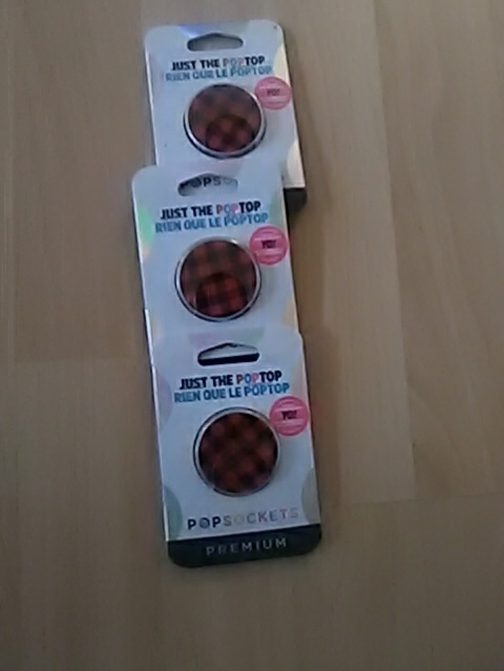 💲5⃣▶▶PopSocket Red and Black Plaid PopTop Phone Grips - 3 Pack